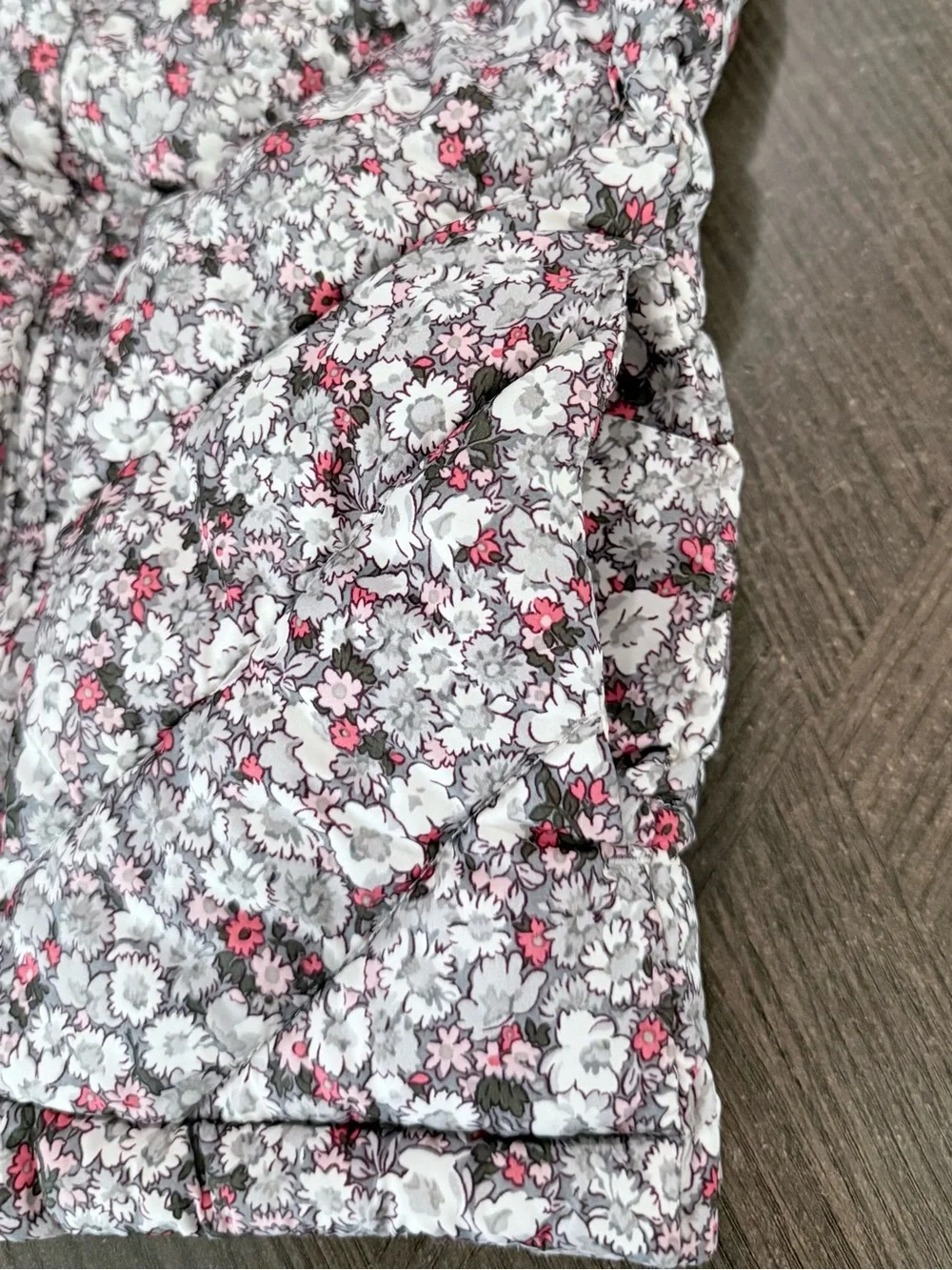 GAP Girls Quilted Floral Puffy Vest - Pink/Gray/White